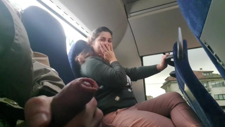 Horny perv seduces milf to jerk and suck his cock in the bus