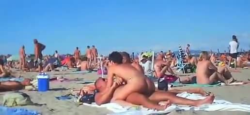 Swinger couples go to public nude beach to fuck like rabbits