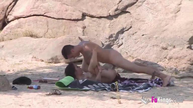 Nudist picked up and fucked on public beach