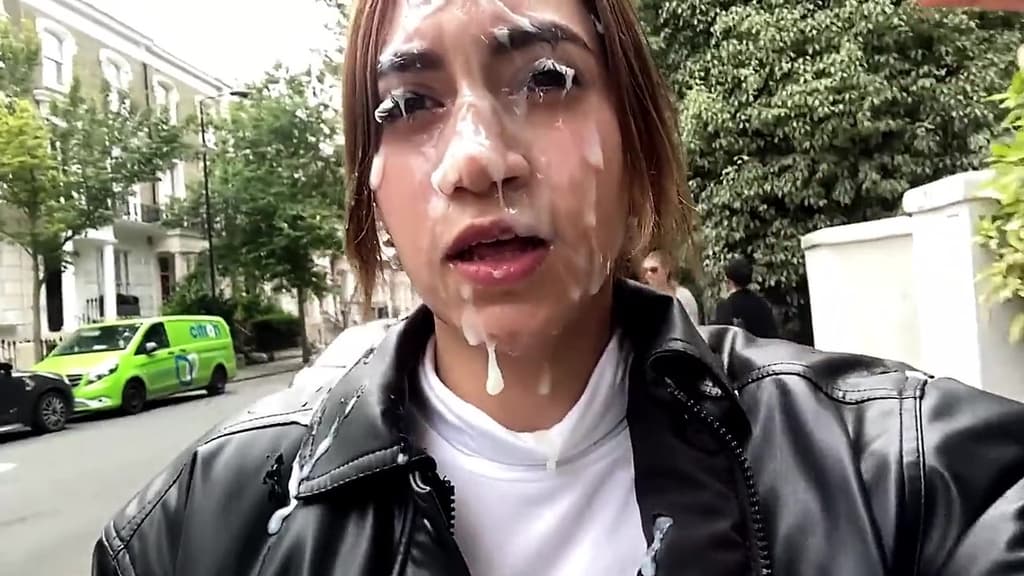 Public cum walk after the thickest double facial ever