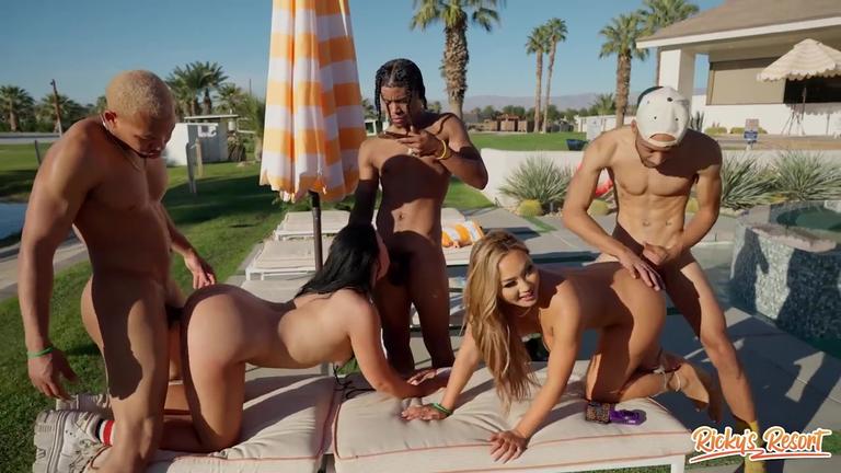 Super mega outdoor orgy with a fuckton of hot pornstar whores